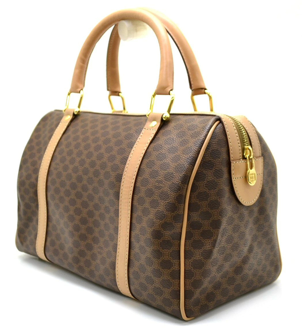 Celine Leather Brown Boston Bag Handbag Dark Macadam Brown